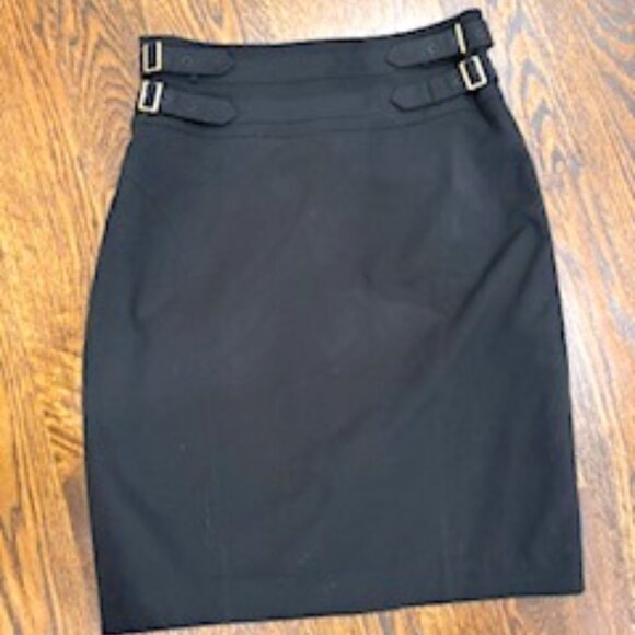 Clearout- EUC Calvin Klein Black Midi skirt with built in belts sz M - Picture 2 of 10